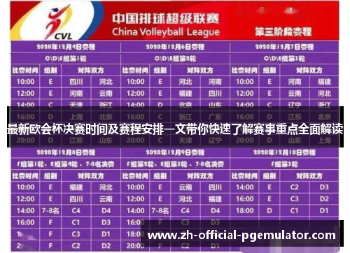 最新欧会杯决赛时间及赛程安排一文带你快速了解赛事重点全面解读